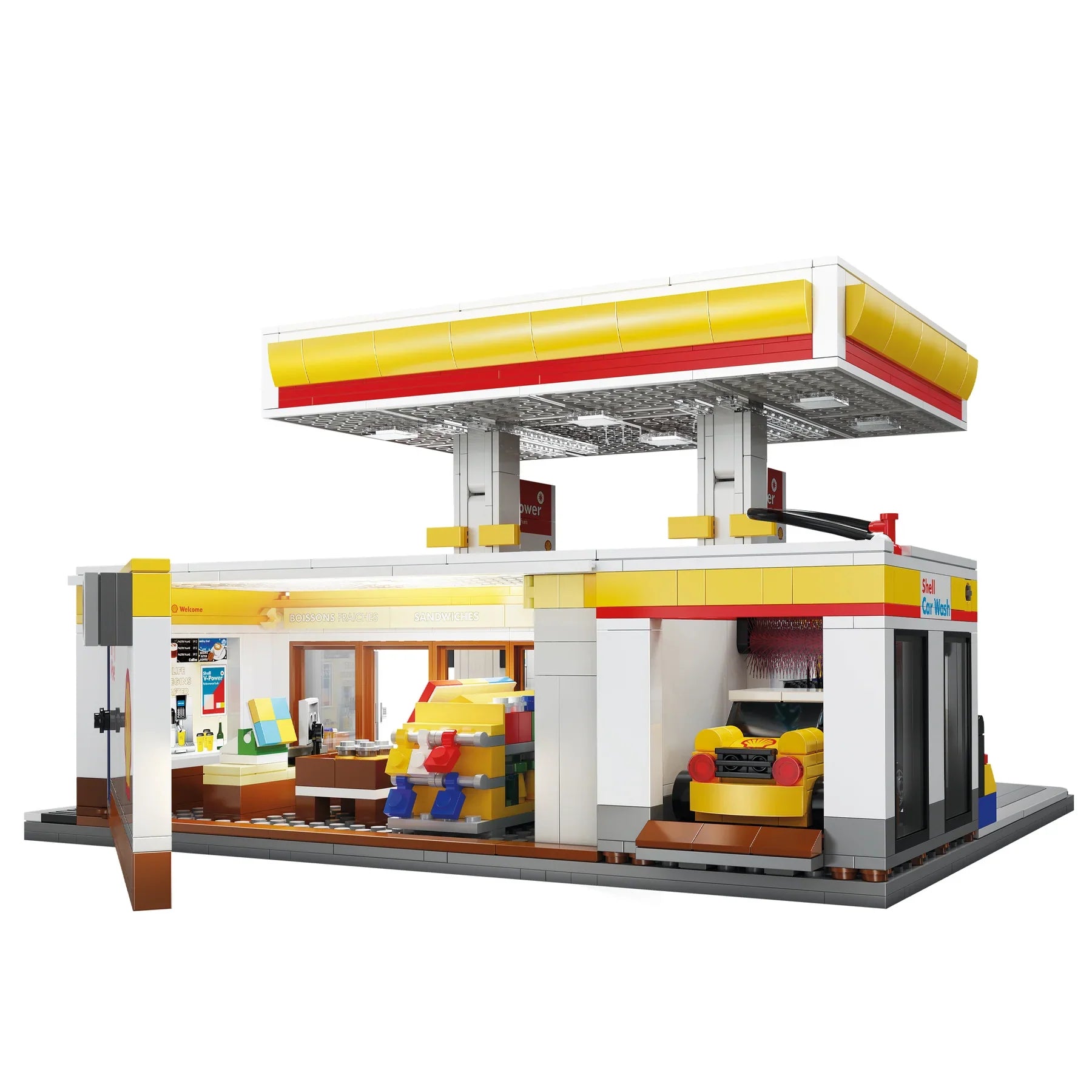 CaDA Shell Retail Stations Brick Model Kits (Set of 4) Service Station, Pumps, Shop, Car Wash