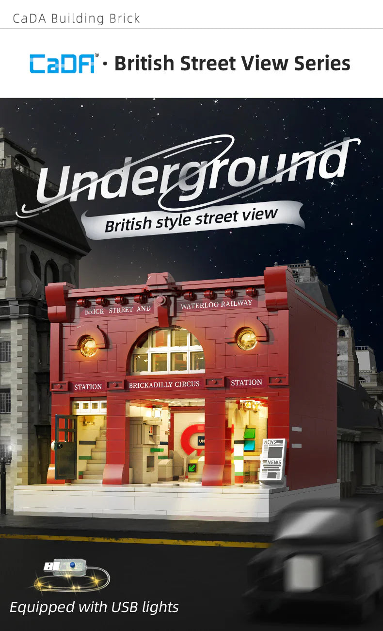 CaDA London Subway Station 1836 pcs Brick Model Kit C66008W