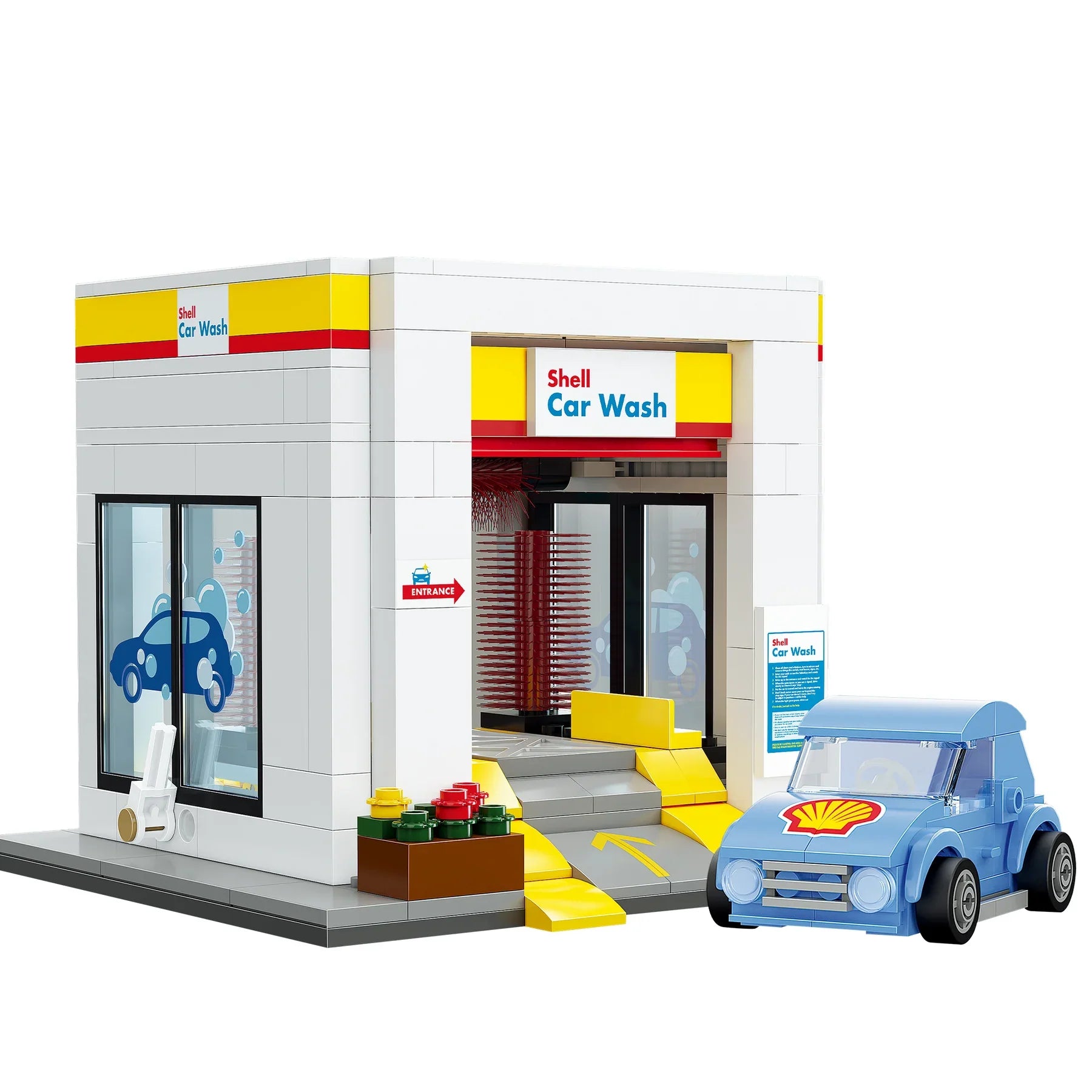 CaDA Shell Retail Stations Brick Model Kits (Set of 4) Service Station, Pumps, Shop, Car Wash