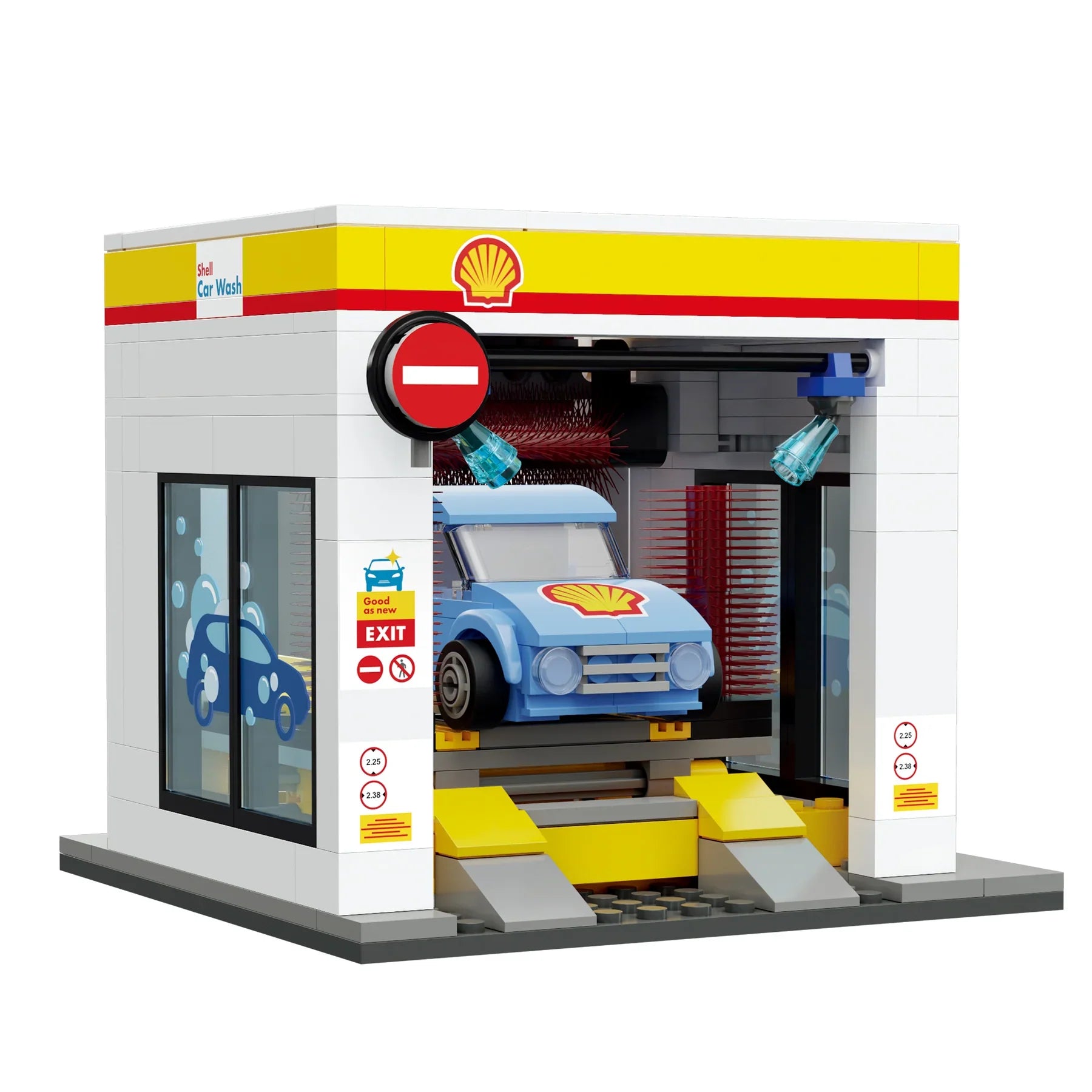 CaDA Shell Retail Stations Brick Model Kits (Set of 4) Service Station, Pumps, Shop, Car Wash