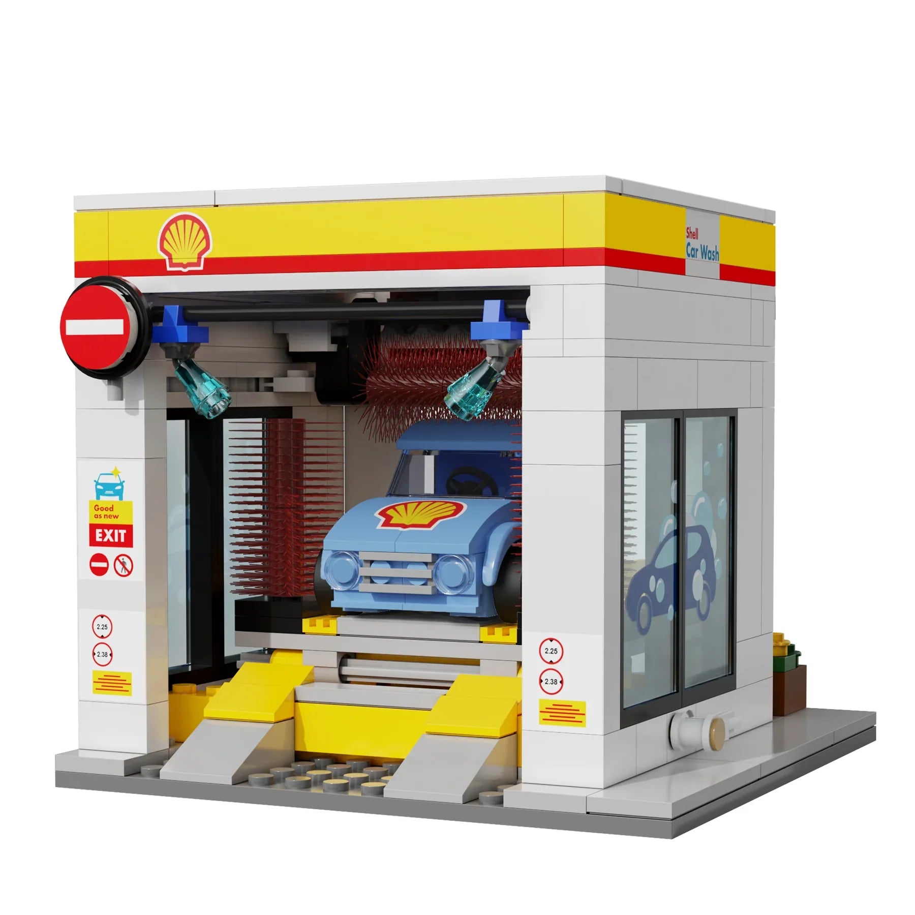 CaDA Shell Retail Stations Brick Model Kits (Set of 4) Service Station, Pumps, Shop, Car Wash