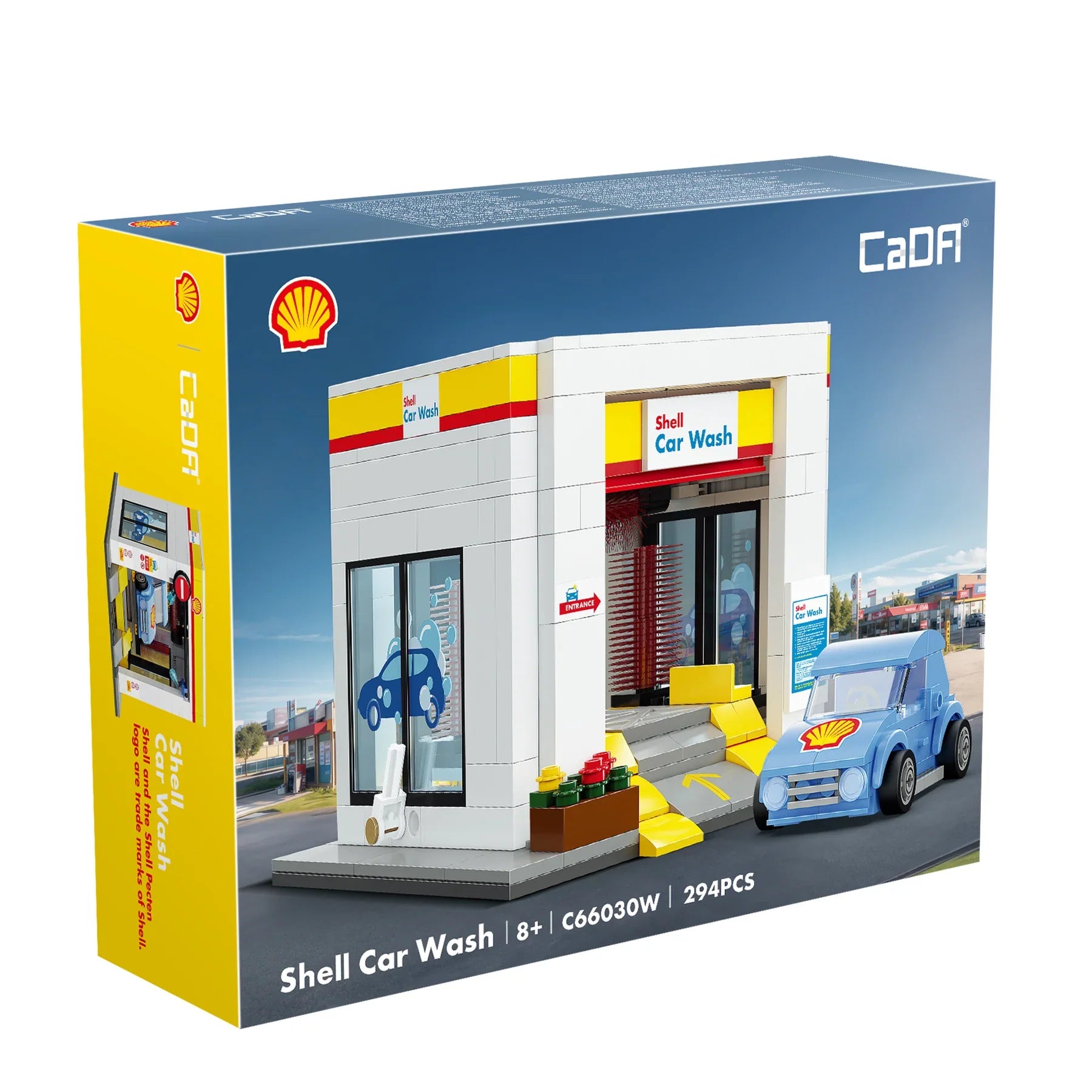 CaDA Shell Retail Stations Brick Model Kits (Set of 4) Service Station, Pumps, Shop, Car Wash