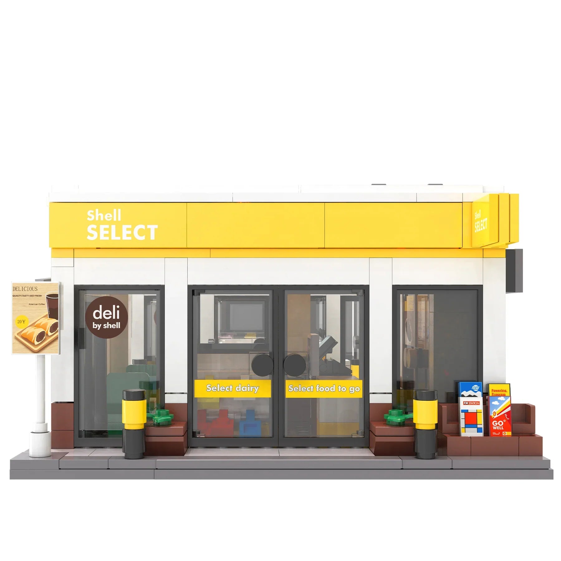 CaDA Shell Retail Stations Brick Model Kits (Set of 4) Service Station, Pumps, Shop, Car Wash