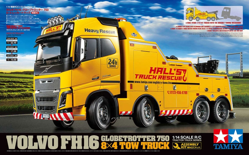 Tamiya RC Volvo FH16 Globetrotter 750 8x4 Recovery Truck - Item #56362
