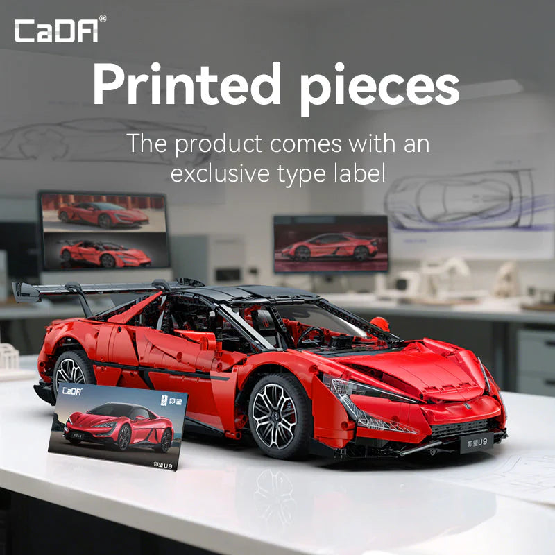 CaDA BYD Yangwang U9 Electric Super Coupé 1:8 3671 Pieces Brick Model Kit C64011W