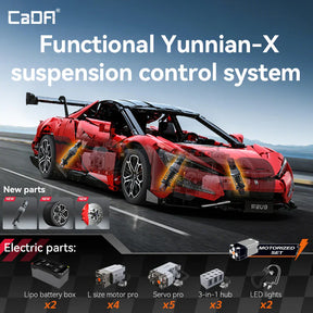 CaDA BYD Yangwang U9 Electric Super Coupé 1:8 3671 Pieces Brick Model Kit C64011W