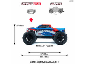 Arrma 1/18 Granite Grom 4Wd Mt RTR Mega W/Lipo Batt/Usb Chg Blue - C-ARA2102T1