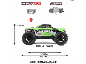 Arrma 1/18 Granite Grom 4Wd Mt RTR Mega W/Lipo Batt/Usb Chg Green-C-ARA2102T3