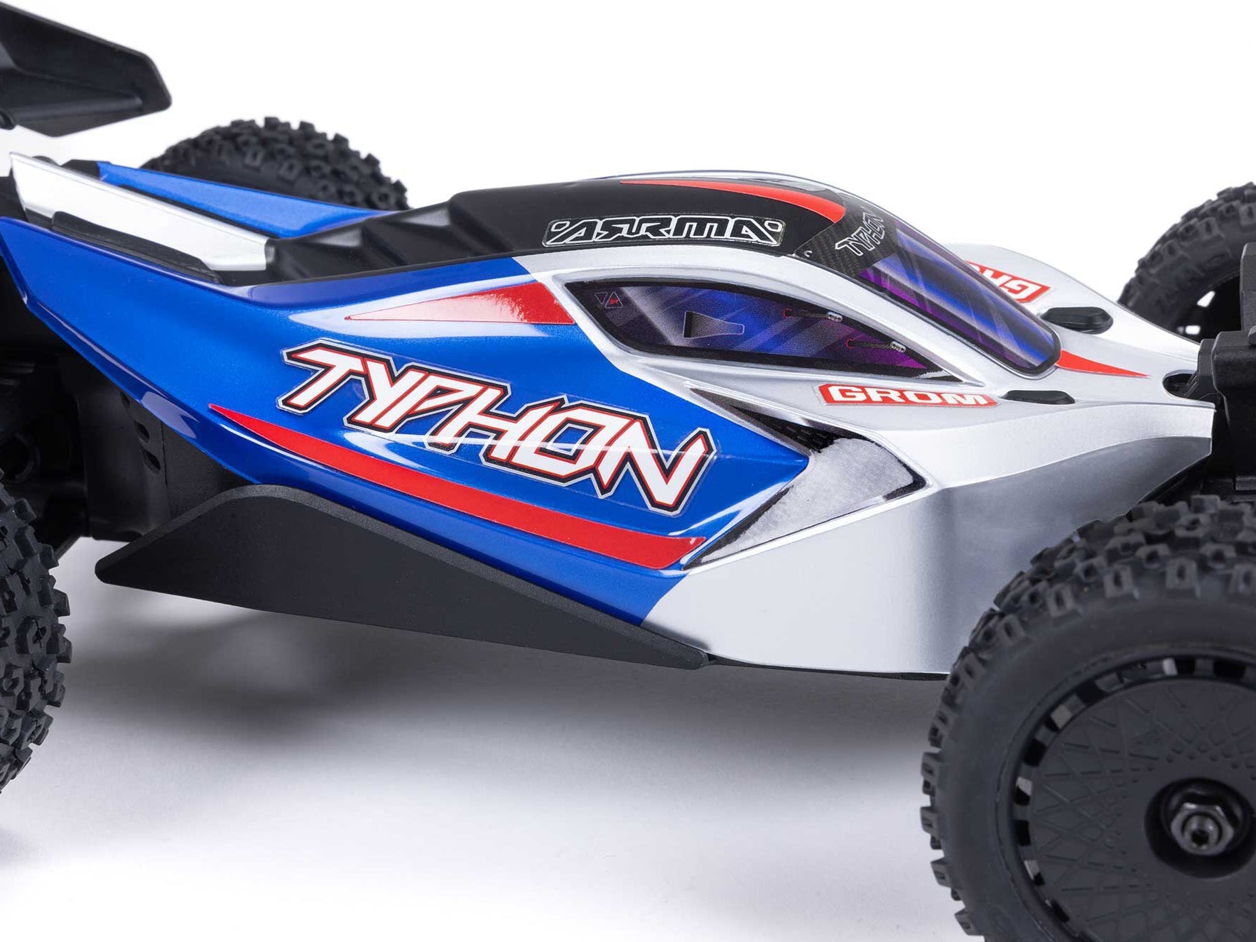 Arrma 1/18 Typhon Grom 4Wd Smart Rtr W/Lipo Batt/Usb Chg Blue/Silv C-ARA2106T1