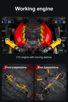 CaDA Master Helios V12 Hypercar - RC Control - 1:8 4449 Pieces Brick Model Kit C61053W
