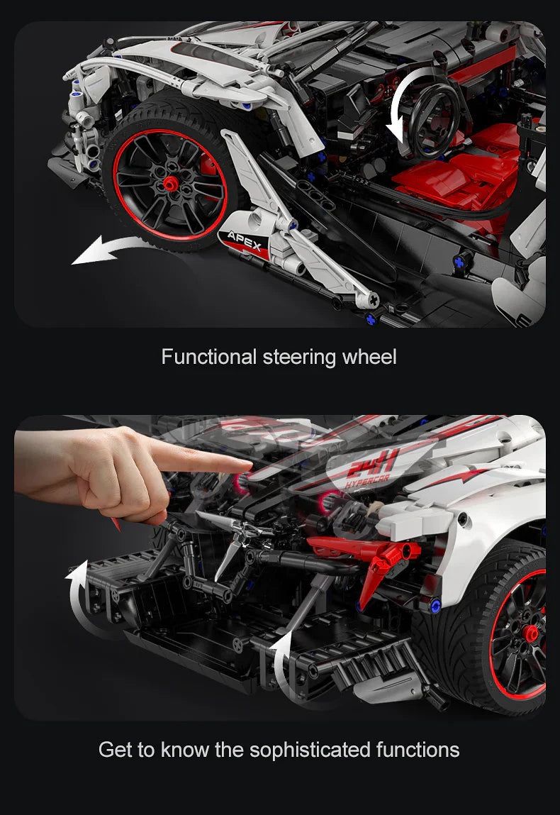 CaDA Master Helios V12 Hypercar - RC Control - 1:8 4449 Pieces Brick Model Kit C61053W