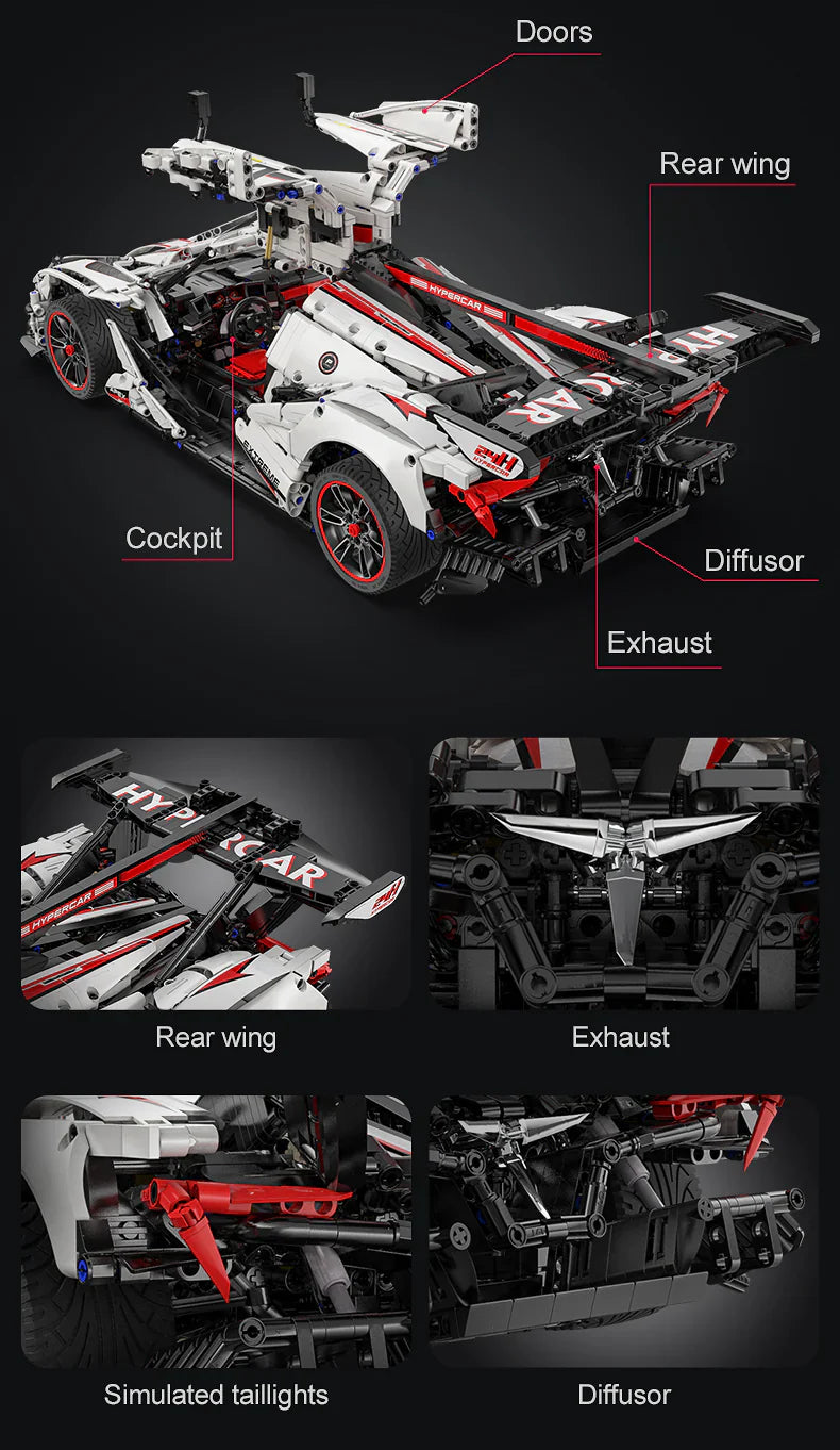 CaDA Master Helios V12 Hypercar - RC Control - 1:8 4449 Pieces Brick Model Kit C61053W