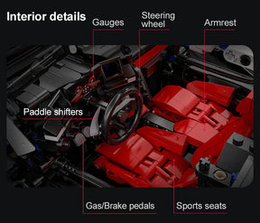 CaDA Master Helios V12 Hypercar - RC Control - 1:8 4449 Pieces Brick Model Kit C61053W