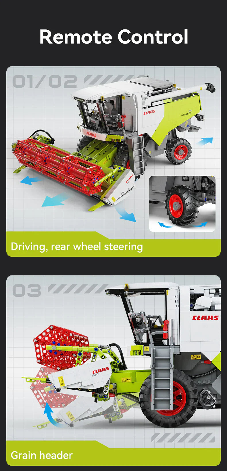 CaDA Master CLAAS Dominator 370 Combine Harvester - RC Control - 1:17 4567 Pieces Brick Model Kit C61508W