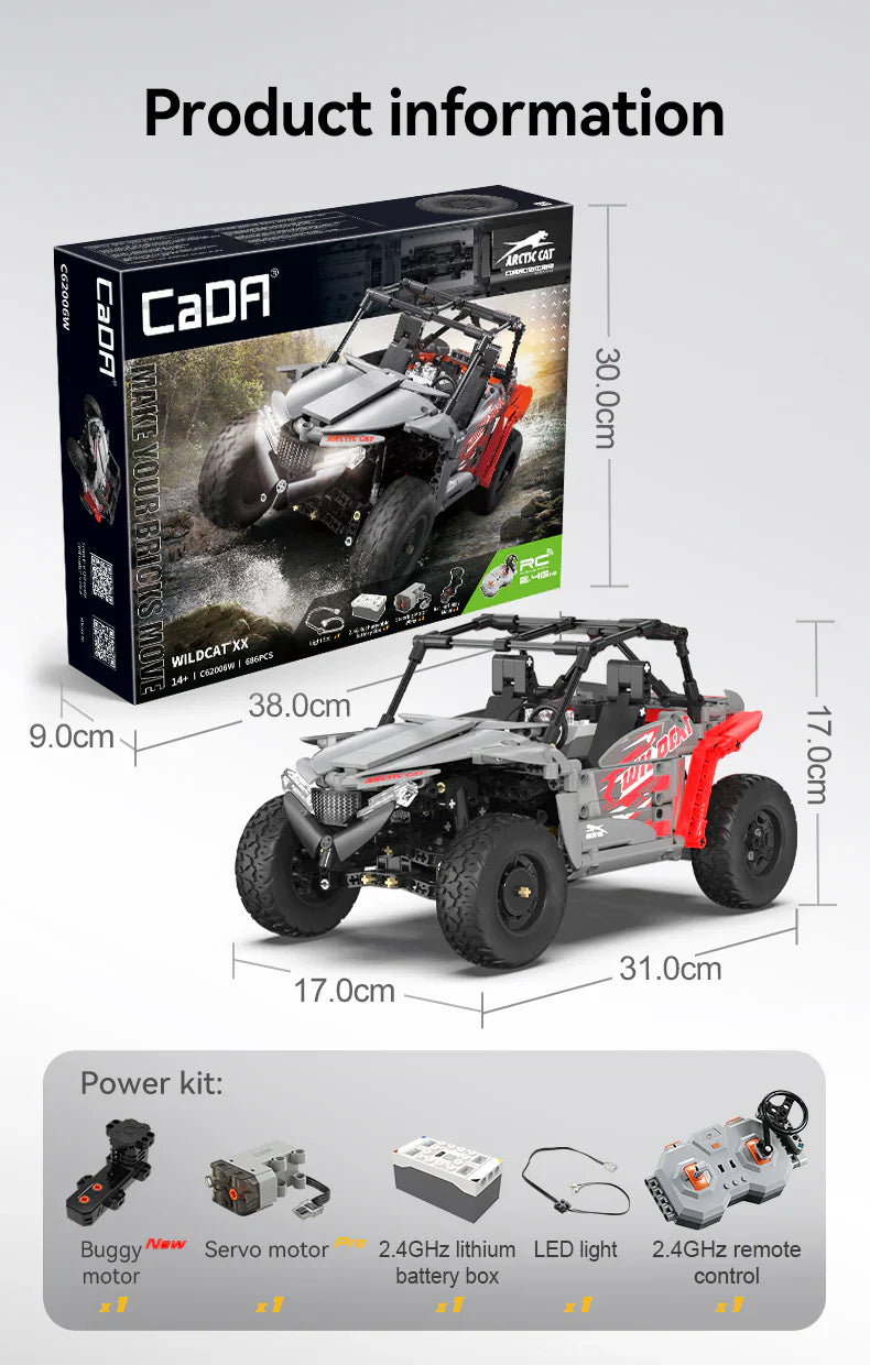 CaDA ARCTIC CAT Wildcat XX - RC Control - 1:12 686 Pieces Brick Model Kit C62006W