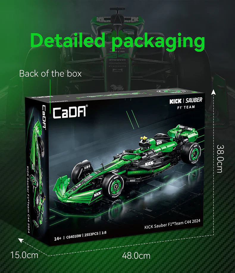 CaDA Kick Sauber F1 Team C44 (2024) 1:8 2553 Pieces Brick Model Kit C64010W