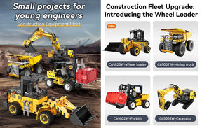 CaDA Construction Series Brick Model Kits (set of 4) Fork Lift, Dump Truck, Excavator & Loader