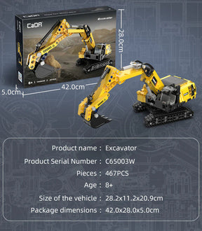 CaDA Construction Series Brick Model Kits (set of 4) Fork Lift, Dump Truck, Excavator & Loader