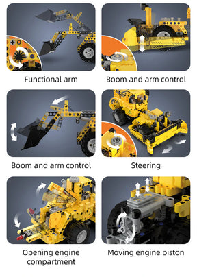 CaDA Construction Series Brick Model Kits (set of 4) Fork Lift, Dump Truck, Excavator & Loader