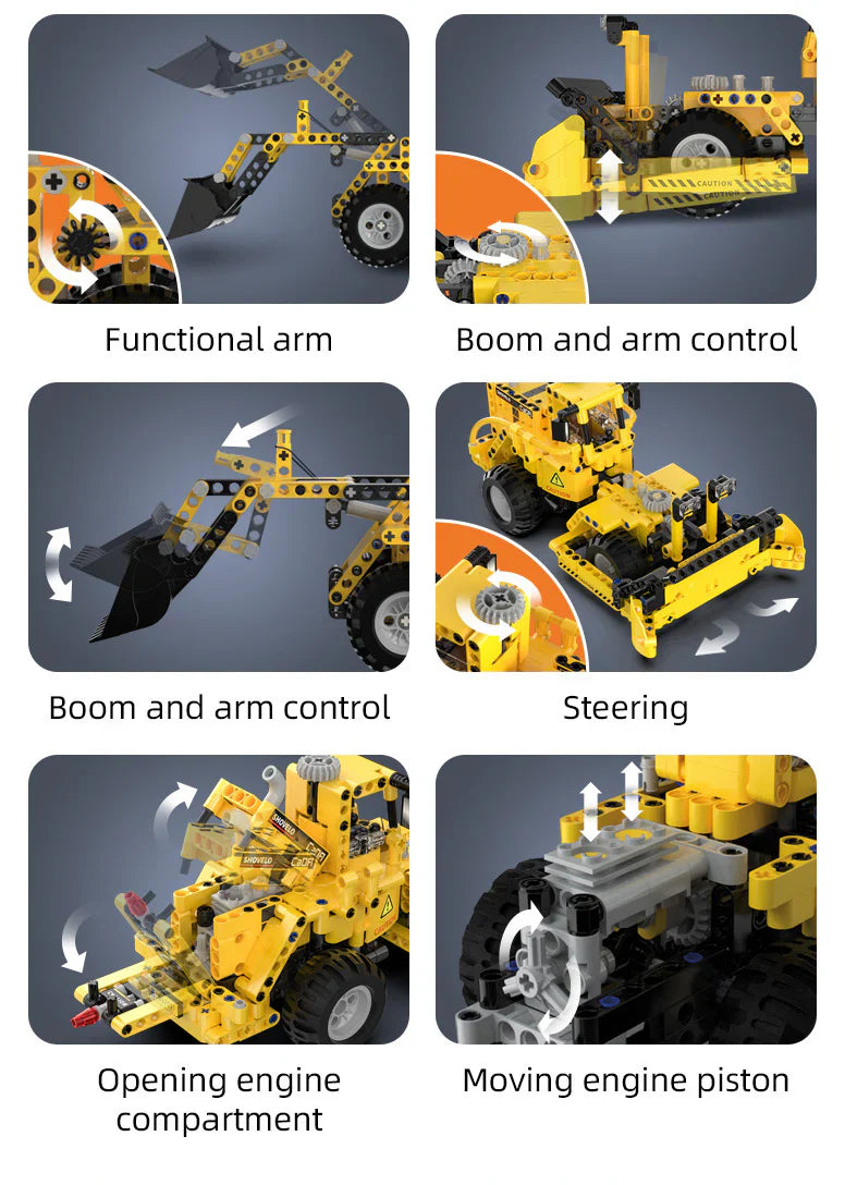 CaDA Construction Series Brick Model Kits (set of 4) Fork Lift, Dump Truck, Excavator & Loader