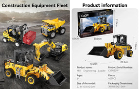 CaDA Construction Series Brick Model Kits (set of 4) Fork Lift, Dump Truck, Excavator & Loader