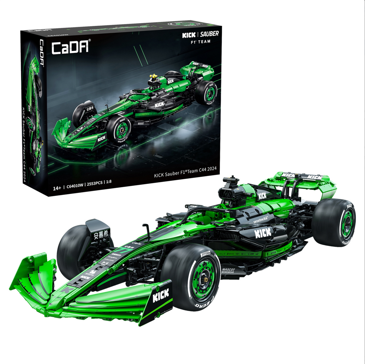CaDA Kick Sauber F1 Team C44 (2024) 1:8 2553 Pieces Brick Model Kit C64010W