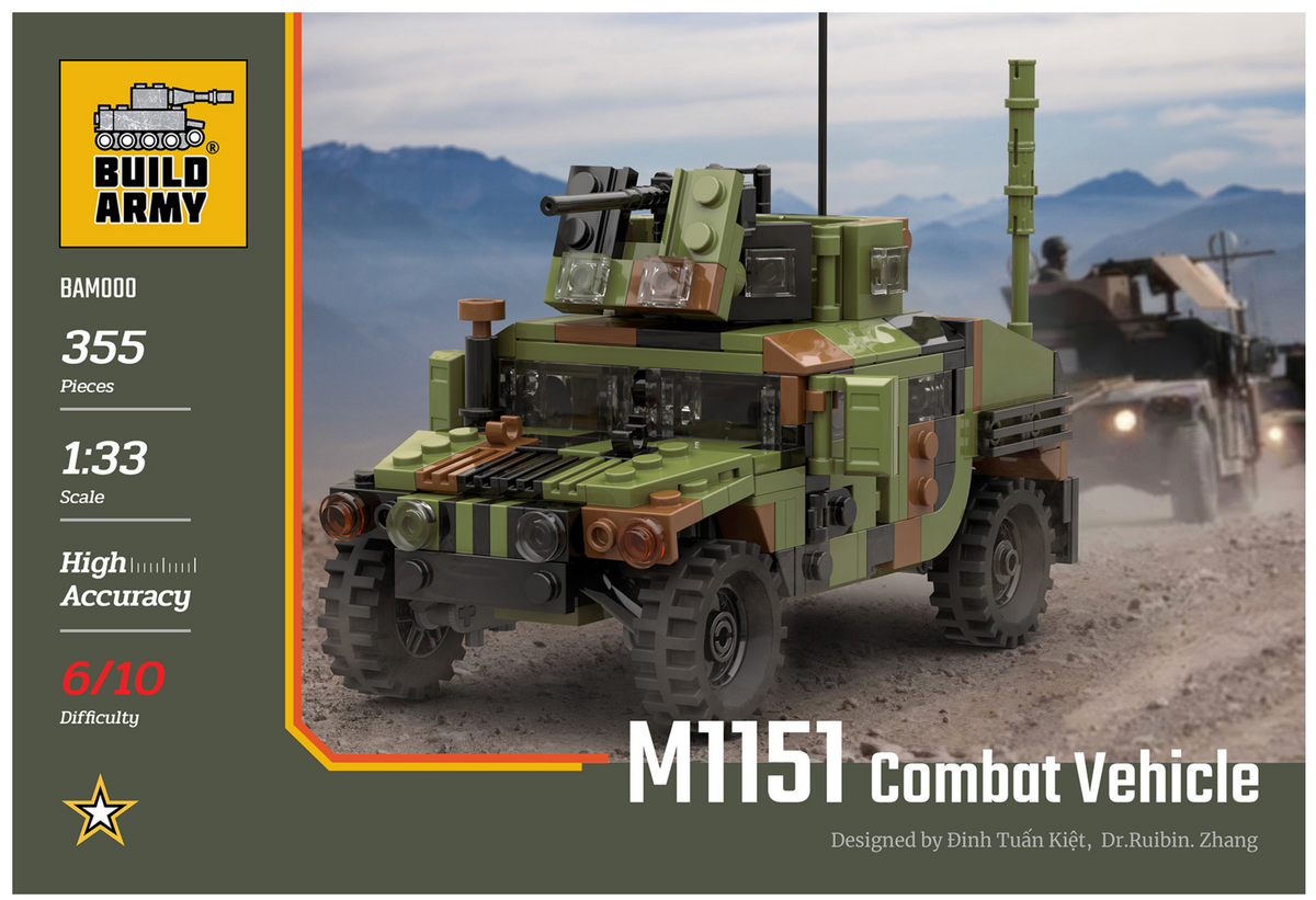 Build Army Humvee M1151 Combat Vehicle - 1:33 Scale 355 Pieces - BAM000
