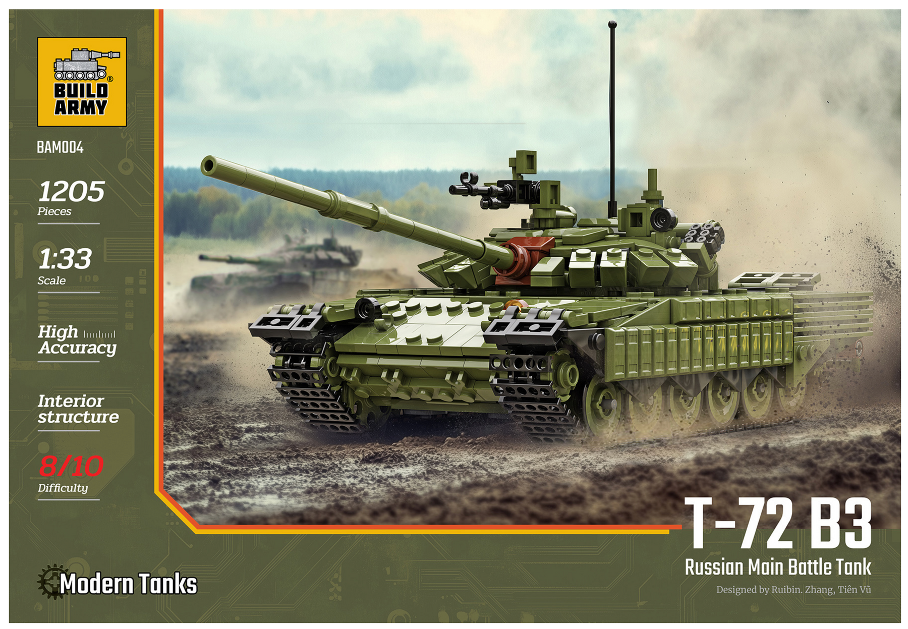 Build Army T-72 B3 - Russian Main Battle Tank - 1:33 Scale 1205 Pieces - BAM004