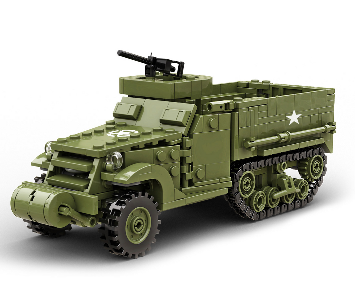Build Army WW2 M3A1 Half-Track APC - American Armoured Personnel Carrier - 1:33 Scale 468 Pieces - BA1103