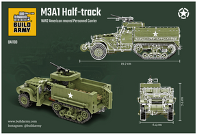 Build Army WW2 M3A1 Half-Track APC - American Armoured Personnel Carrier - 1:33 Scale 468 Pieces - BA1103