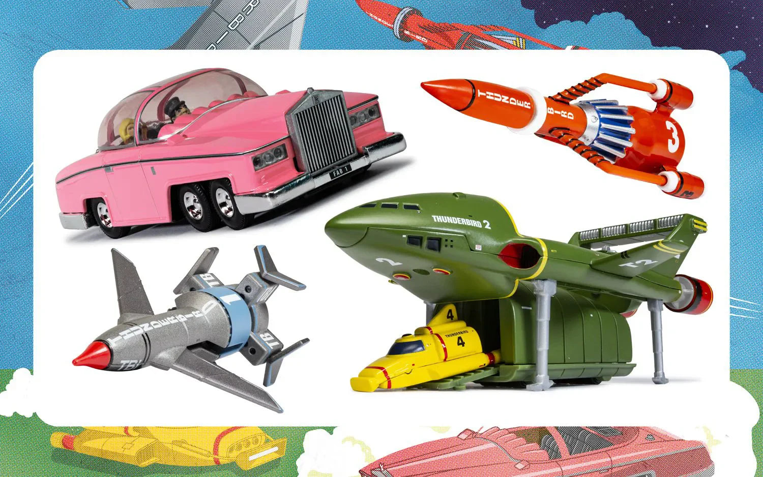 Corgi Thunderbirds F.A.B Collection, All 3 Thunderbirds Releases, FAB 1, Thunderbirds 1,2,3 & 4