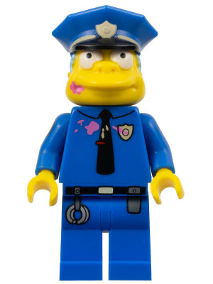 Chief Wiggum-Dark Pink Frosting on Face SIM023 |Simpson Minifigure | LEGO